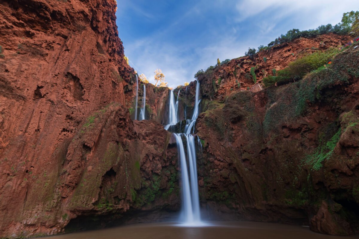 Cascades d'Ouzoud au Maroc, l'eau tombant en trois paliers