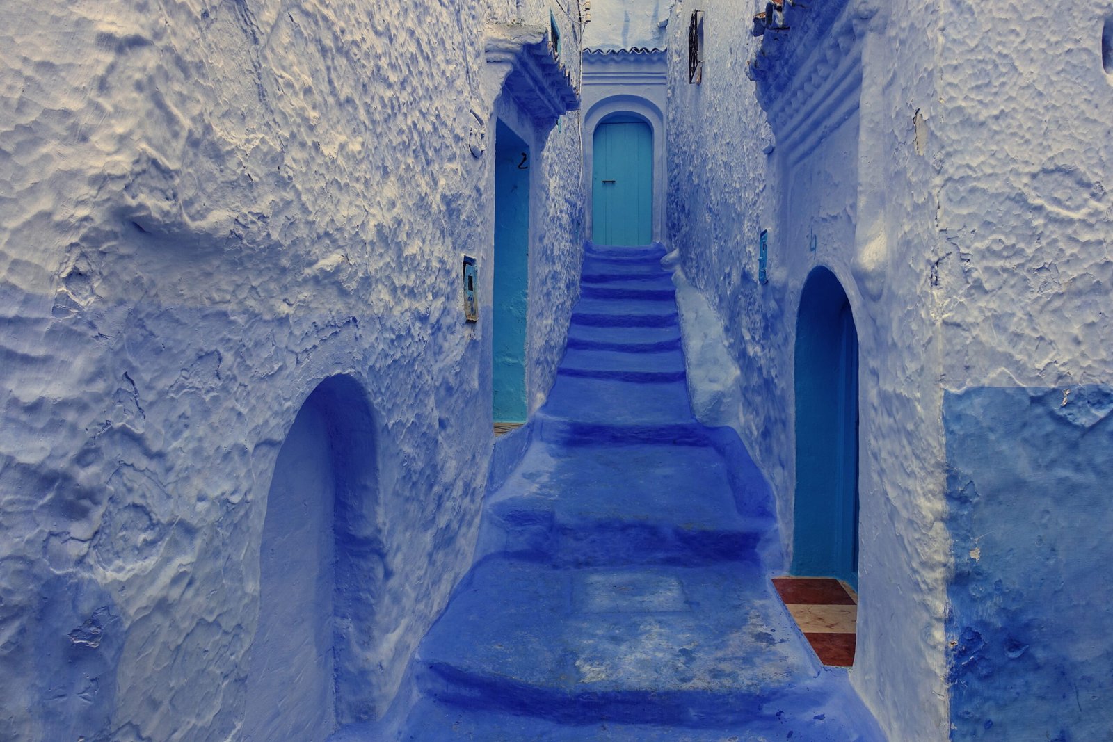 The blue-washed medina of Chefchaouen with the Rif Mountains behind