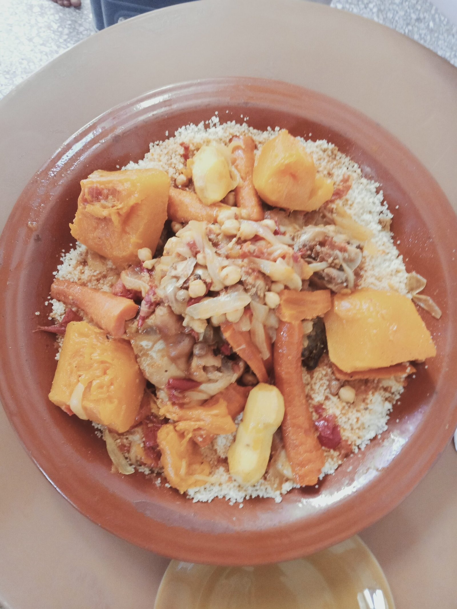 Traditional Moroccan couscous with vegetables